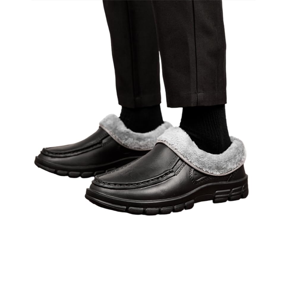 MGGMOKAY Chaussure de Cuisine Clogs Homme Chaussures Jardin Homme Mules Imperméables Chaude Peluche Pantoufles Confortable Intérieur et Extérieur Clogs