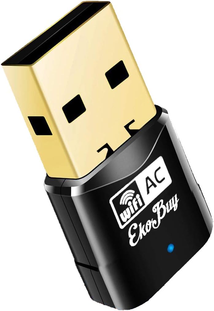 EkoBuy AC600 802.11ac Mini Dual Band 5GHz Wireless USB Adapter Dongle, 433Mbps + 150 Mbps Compatible with Windows, Mac Plug and Play on Windows 10 and 11