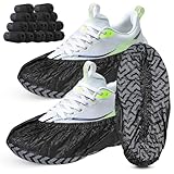 Schuhüberzieher Schwarz Vliesstoff 100x, Einweg-Schuhüberzieher, Rutschfeste Überschuhe mit Laufstreifenmuster, Strapazierfähige Schuhüberzüge, Reißfest & Wasserdicht für In- und Outdoor(15x40cm)