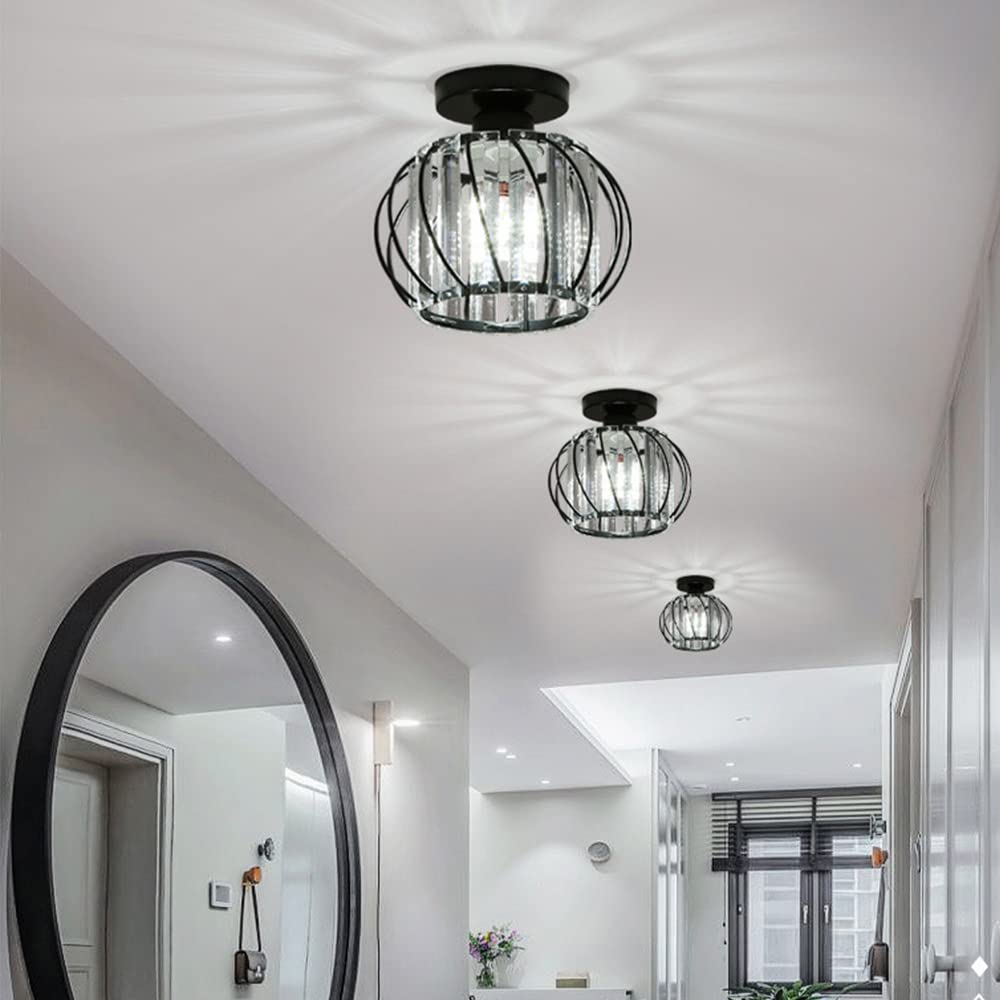 Mengjay E27 Plafoniera in Cristallo Moderno Lampadario Da Soffitto Creativa Paralume,mini lampada da soffitto in cristallo lampadario,per ingresso corridoio camera da letto soggiorno lampada