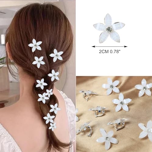 20 pcs pinzas mini flores blancas para cabello mujer miniatura 4