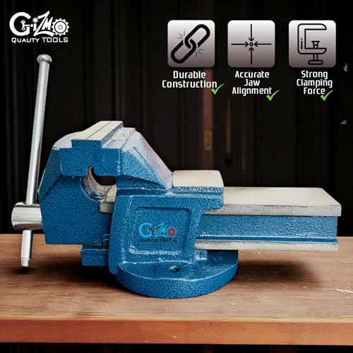 Image of GIZMO SG Iron Bench Vice, 3 Inch (75mm) Heavy Duty Professional Fixed Base Vise Tool for Table Work, Universal DIY Tables Clamps