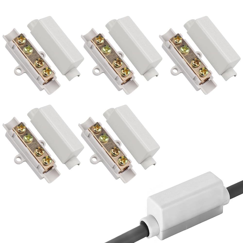Riisoyu 5 Stück Drahtverbinder, ZK-1116 Messing Leiter Doppelschrauben mit ABS-Gehäuse 100A 1000V für 2,5 Bis 16 mm² Draht Kabelverbinder für Schalter Amperemeterve für sichere Verkabelung