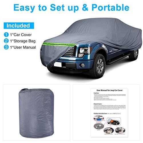 KAKIT Waterproof Truck Cover 6 Layers Pickup Truck Cover All Weatherproof with Door Zipper for Auto Vehicle Outdoor Indoor(Fit Truck Up to 242\")