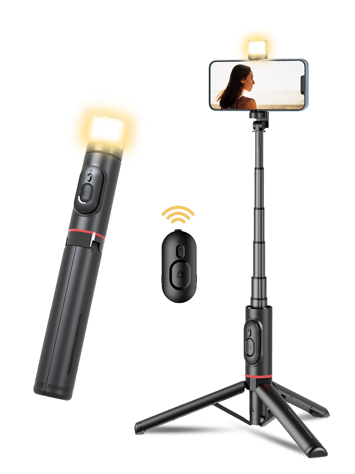 Yeaki Stable Selfie Stick Tripod With Fill Light Bluetooth