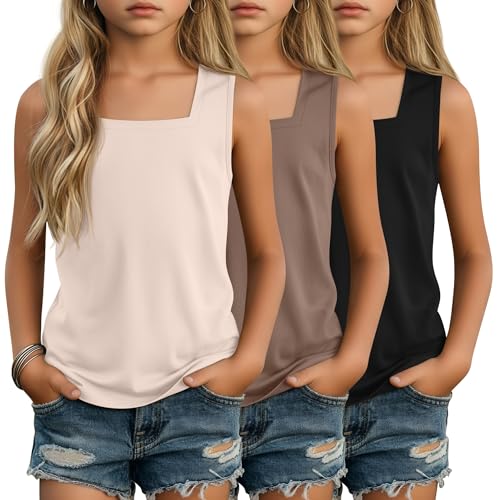 Image of 3 Pack Girls Square Neck Tank Tops
