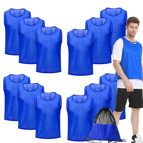 Image of 12 /24 /48Pcs Soccer Pinnies Youth, Scrimmage Team Practice Vests | Mesh Printed and Unprinted Numbers Team Pennies for Basketball Soccer Football Bibs Adults Kids