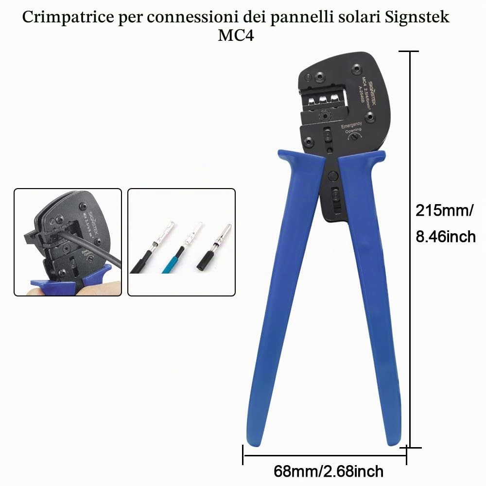 Signstek a 2546B MC4 PV Pinza a crimpare per 2.5 – 6 m & # x33 a1; Cavo/Pannello Solare