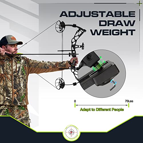 Tidewe Compound Bow With 315Fps Ibo Speed, Adjustable Hunting Bow And Arrow With 0-70 Lbs Draw Weight For Adults, 18"-31" Draw Length Bow For Hunting And Practice (Black) #TOP1