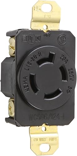 Legrand Pass & Seymour L1520C Turnlok Receptáculo de bloqueo de grado industrial de especificación industrial, 20 amperios trifásico 250V, NEMA