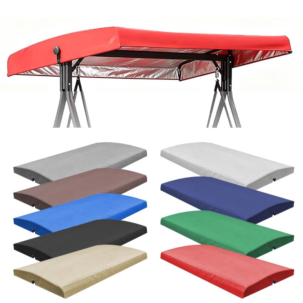 SMCMGECEUZ Porch Swing Canopy Replacement Top Waterproof Swing Top Cover, Universal Swing Chair Canopy Replacement Windproof Hammock Top Cover 210D Oxford(Red)