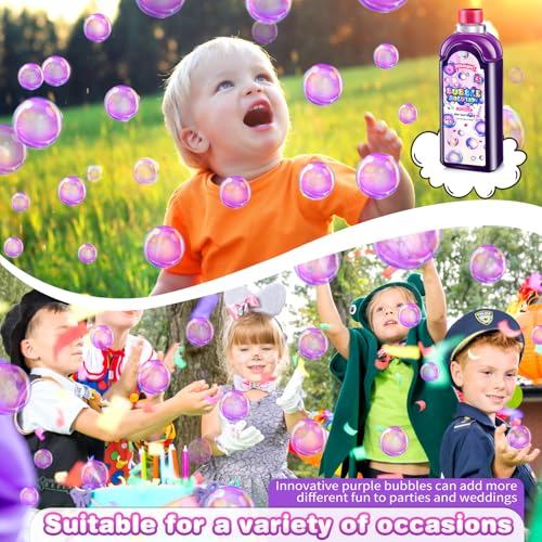 Zerhunt Non-Toxic Bubble Solution Refills: Purple Bubble Solution Suit Various Bubble Toys - 500ML Magical Bubble Refill for Bubbles Machine - Thumbnail 6