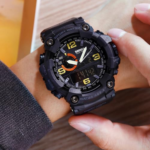 Image of SKMEI Men's Digital Sports Wrist Watch LED Screen Large Face Electronics Military Watches Waterproof Alarm Stopwatch Back Light Outdoor Casual Black Watch