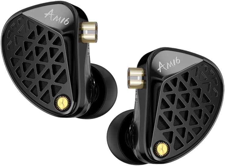 KZ AM16 in Ear Monitor, HiFi Wired Earbuds, Gaming IEM Earphones, Balanced or Bass-Enhanced Tuning, with Detachable Recessed 2Pin Cable for Musician Audiophile (No Mic, Gold)