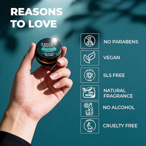 Image of ZOURA MARJ Solid Perfume for Men & Women | Alcohol-Free Long Lasting Unisex Fragrance | Rose Saffron Amber Musk Notes | Pocket Friendly Travel Solid Perfume (12g)