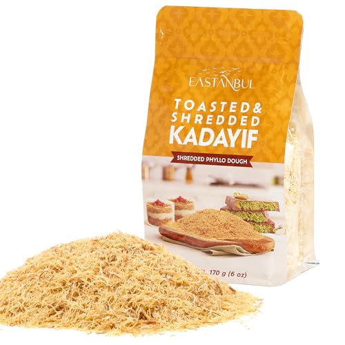 Image of Eastanbul Baked Kataifi Shredded Fillo Dough, Kadayif, Toasted Katafi, 6oz | Dubai Chocolate Ingredient, Kunafa Dough, Knafeh, Toasted Katifi, Baked Kadaif Pastry, Dubai Kataifi, Kosher by Star-K, Halal