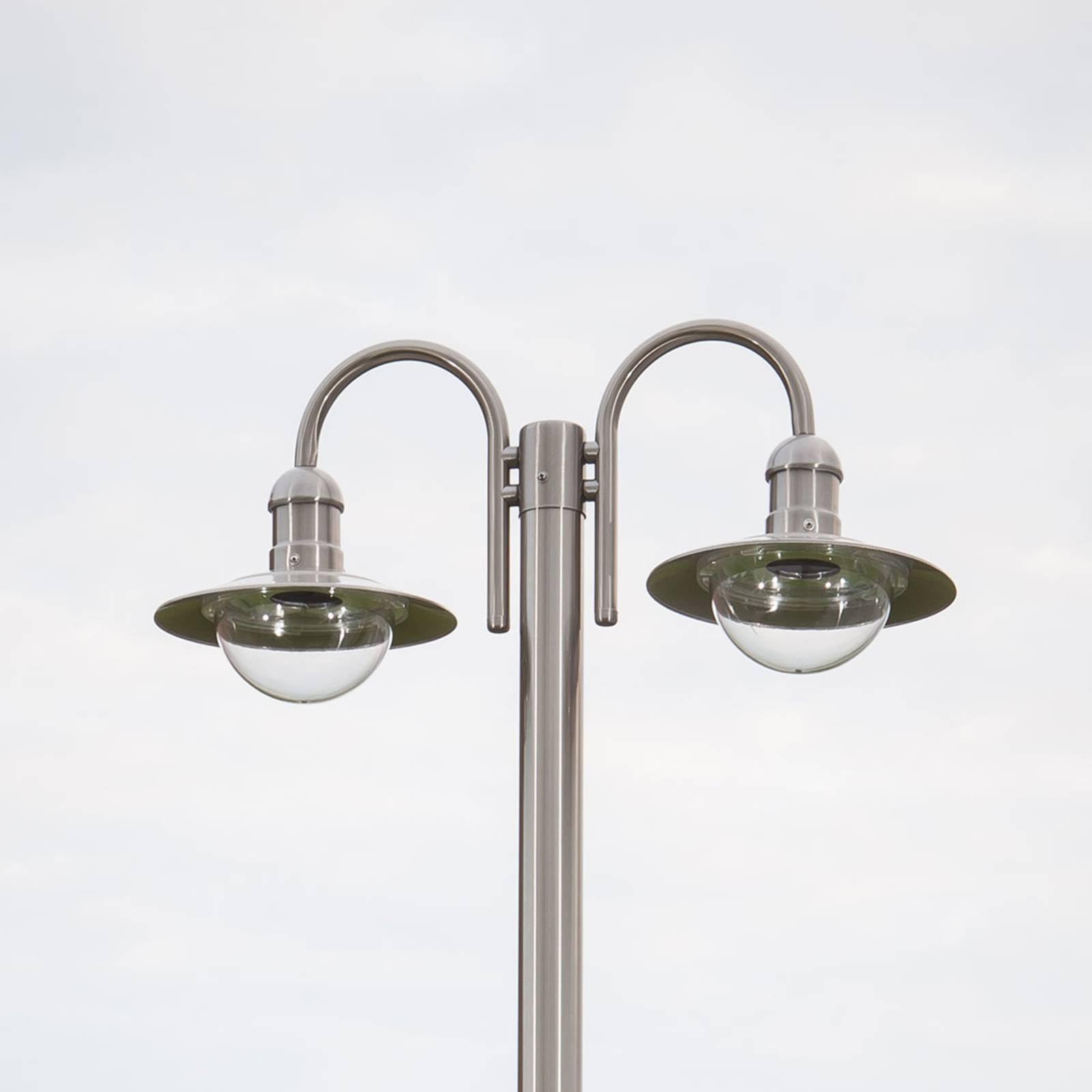 Farola exterior Damion (Moderno) en Gris hecho de Acero (2 llamas, E27) Lindby | candelabro lámpara para