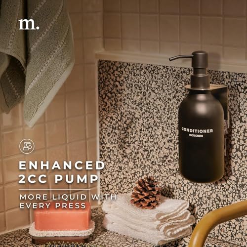 Image of TEKCOOL Refillable Shampoo and Conditioner Dispenser Shower Soap Dispenser Wall Mounted Black Metal Organiser Plastic Bottles Black Pump Shampoo Dispenser, Shower Dispenser Chamber 500ML Bottle (2pc);