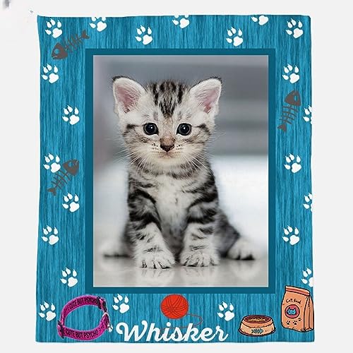 Couverture photo personnalisée visage de chat plaid haute qualité