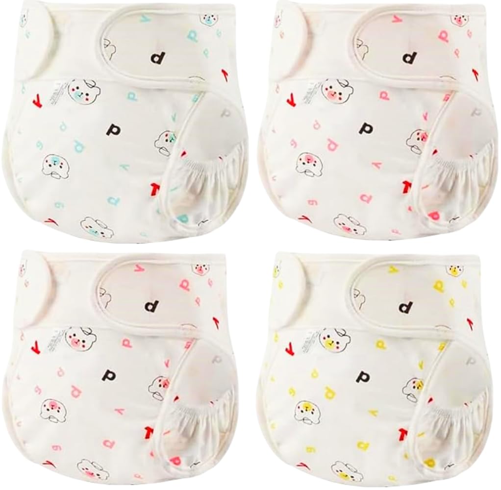 Sponsored Ad - Reborn Baby Dolls Diapers for 17-24 Inch Newborn Baby Doll Diapers Reusable Adjustable Velcro 4-Piece Cute Bear Outfit Accessories