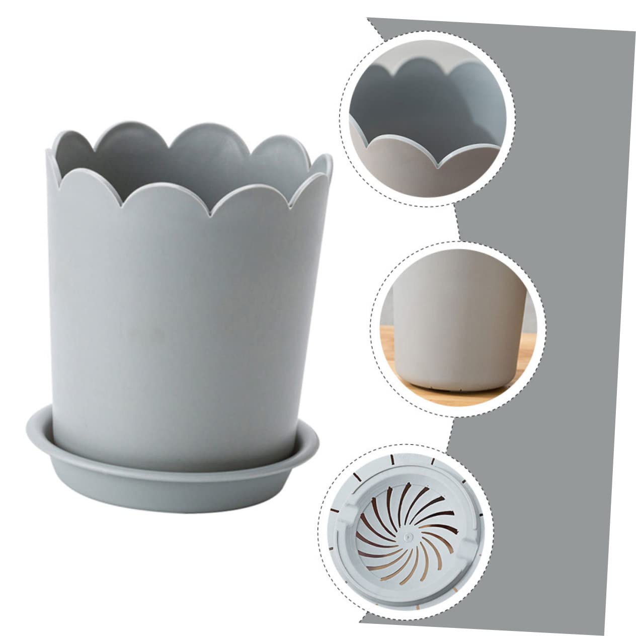 Abaodam 10 Ensembles Pots de Fleurs Plastique Renforcé de Petits Pots de Plantes Soucoupes pour Repiquage Plantes Intérieur Grise Petite Drainage Aération