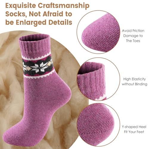 Image of Pleneal Wool Socks for Women - Womens Wool Socks Winter Warm Cozy Knit Sock for Women Men