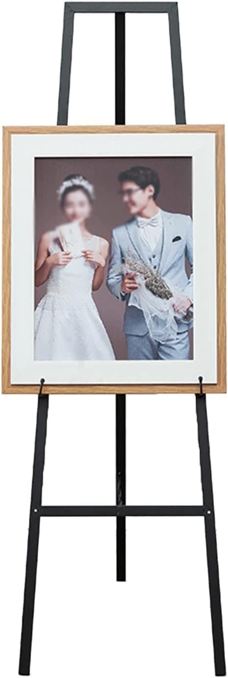 CWCQGH Easel Stand, Metal Easel Artist Easel for Painting and Sketching Height Adjustable Folding Easel for Displaying Posters, Advertisements and Menus (Black 145cm)