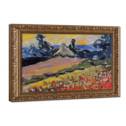 Toile Henri Edmond paysage coucher de soleil pour décoration murale de salon et cadre suspendu