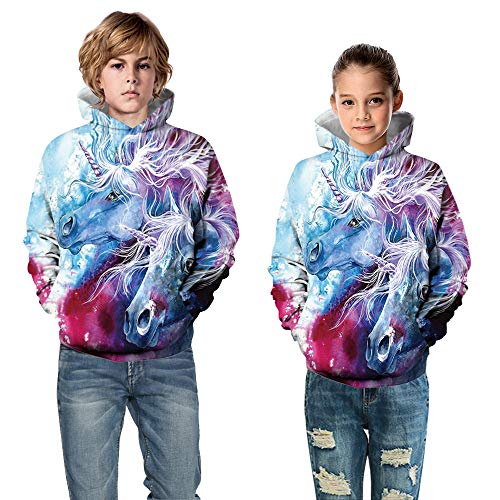 Ainuno Unicorn Hoodie For Girls 3D Cute Sweatshirt Kids Size 8 9 10 8-10 Years Old,Couple Unicorn M #TOP2