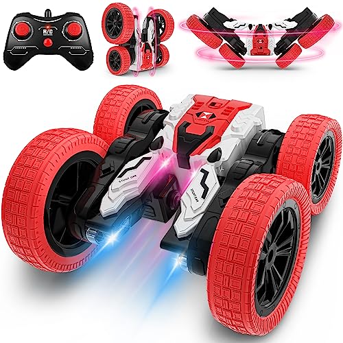 Remote Control Car, Double Sided Rc Car, 4Wd Off-Road Stunt Car With 360° Flips, 2.4Ghz Indoor/Outdoor All Terrain Rechargeable Electric Toy Cars Gifts For Boys Kids 3 + Year Old (Red) #TOP4