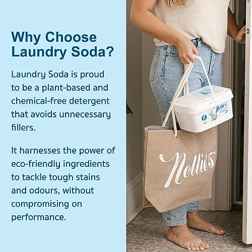 Nellie's Laundry Soda - Concentrated Laundry Detergent Powder - Bulk 200 Loads- Eco-Friendly, Biodegradable, Vegan, Hypoallergenic, Fragrance-Free, And Non-Toxic Formula #TOP3
