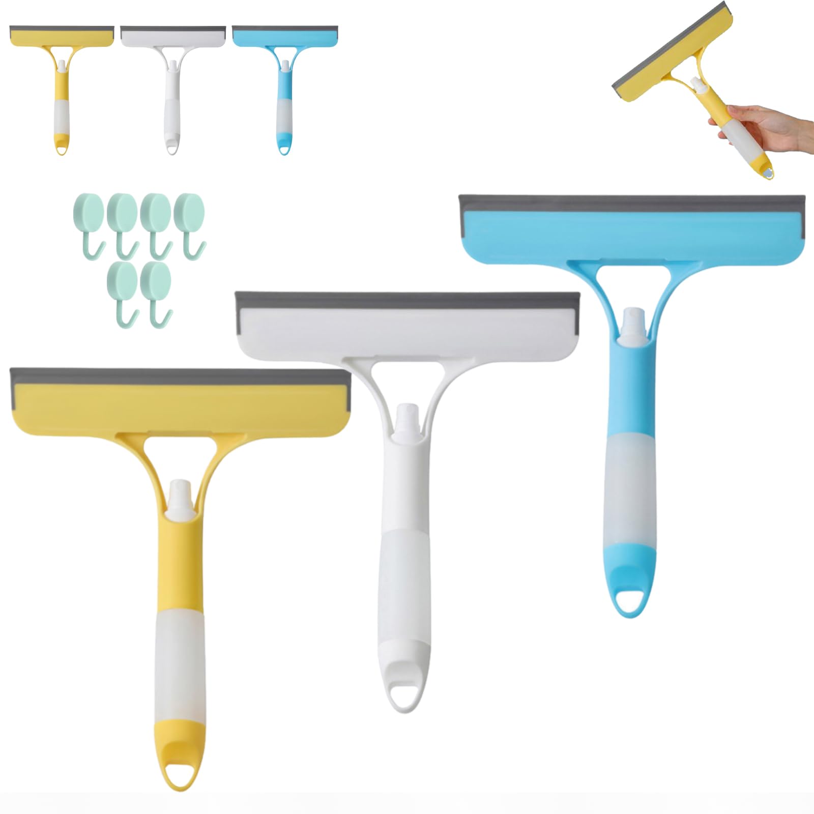 Duschabzieher, 3 in 1 pulitore per finestre con Spray, tergivetro e Scrubber, raschiatore per Pavimenti e Doccia, pulitore per vetri e Piastrelle
