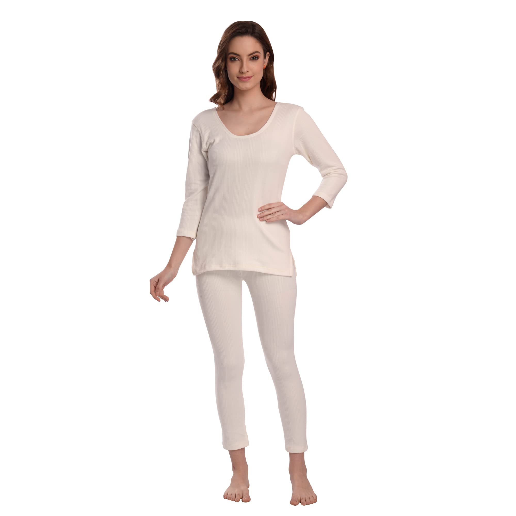 Genext Women's Cotton Blend Solid Winter Warm Thermals Innerwear Soft Bottom and Top Set-image-20