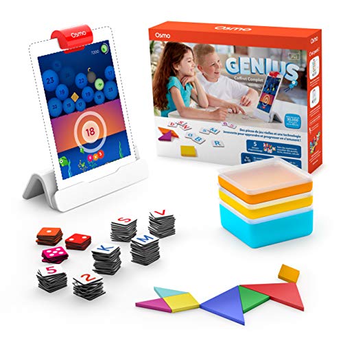 Osmo Genius Coffret Complet (Version française) -5 Univers de Jeux-De 6 à 10 Ans u0096 Résolution de problèmes et créativité-Sciences, Ingénierie, Mathématiques (Base iPad Incluse), 901-00045