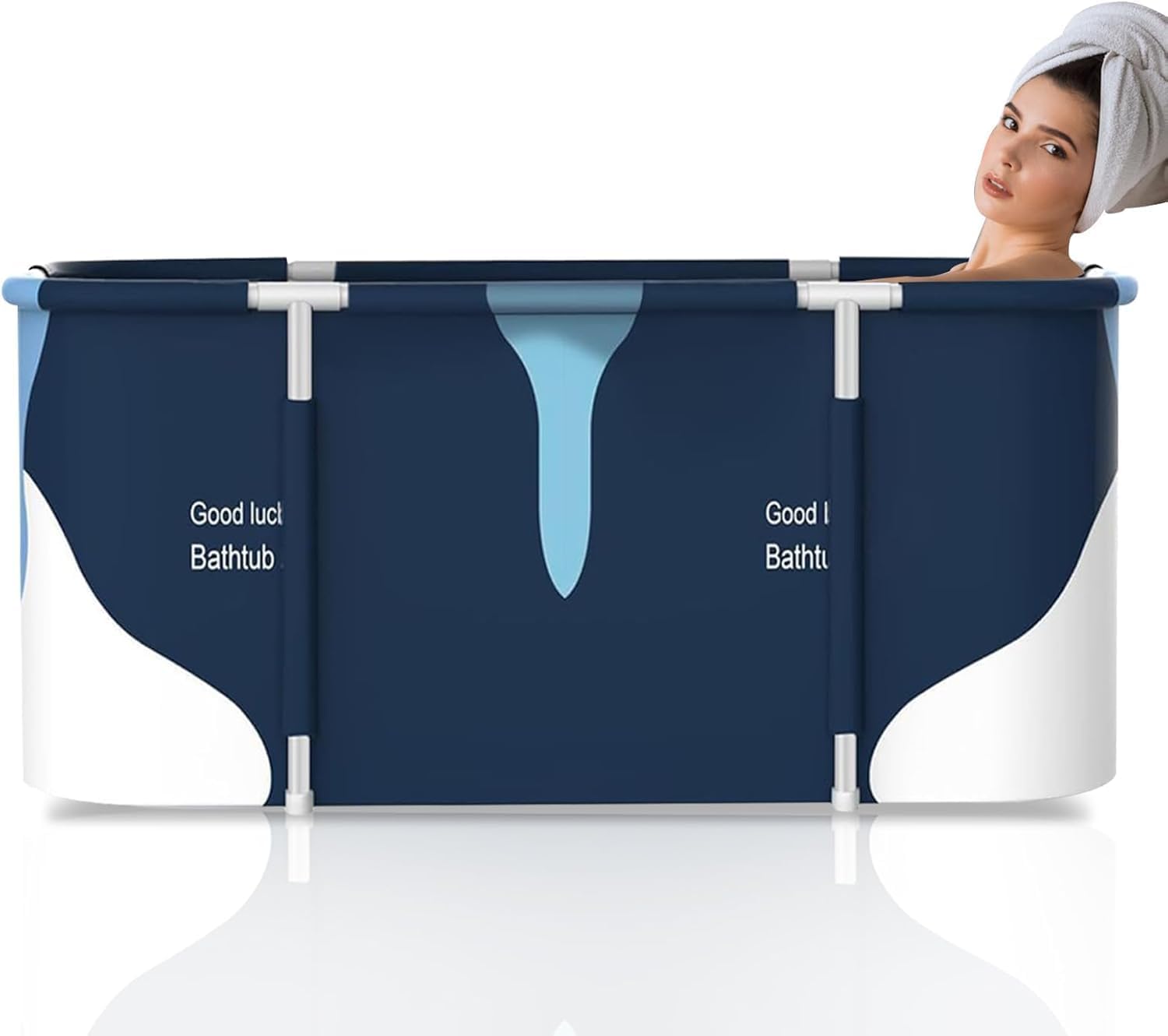 PIPULSE Portable Folding Soaking Bathtub – Collapsible Freestanding Spa for Adults, Separate Family Bathroom, Thickened Design to Retain Heat with Hot Foam for Comfortable Bathing(MILK) 1