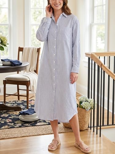 Image of Kuraki Women's Casual Print Button Front Maxi Shirt Dress