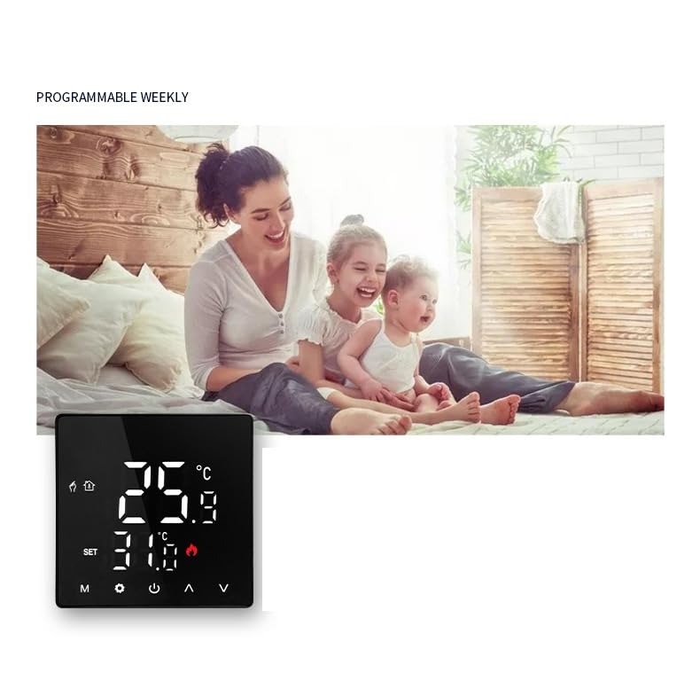 Zigbee Thermostat intelligent pour chauffage électrique au sol, programmable, économie d'énergie, application et commande vocale et télécommande, hub requis, fonctionne avec Alexa, 16 A.