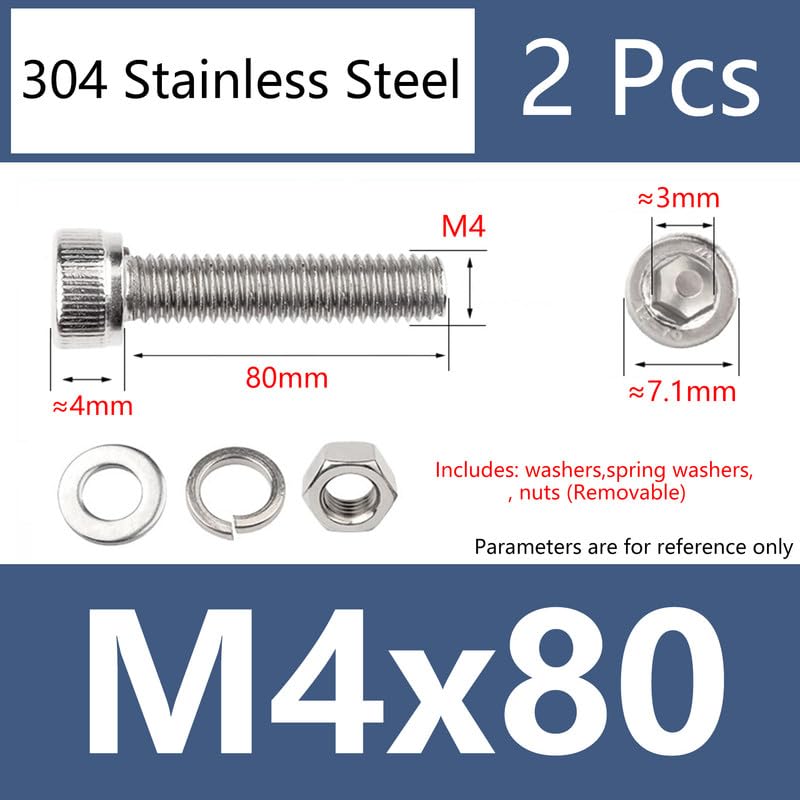 Stainless Steels 304 Cylindrical Head Washer Nuts Bolts Sets Socket Cap Cup Head Internal Hex Combination Screws M5 x 20mm 10 pcs