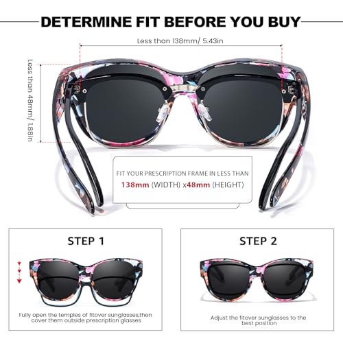 Trysee® Fit Over Sunglasses for Women Polarized UV400 Protection Oversized Shades to Wear Over Glasses CTS5779-2M3