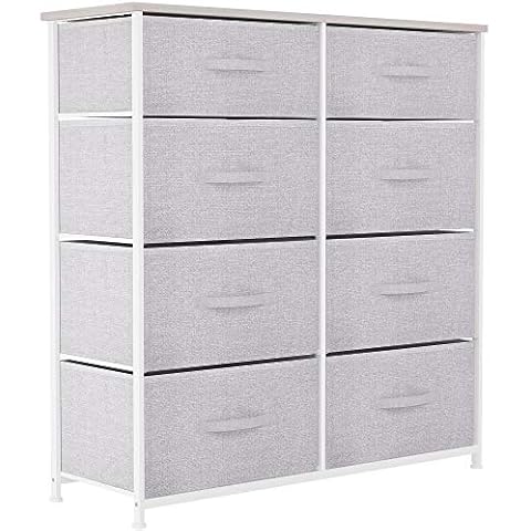 YITAHOME Chest of Drawers, Non-Woven Fabric 8-Drawer Storage Organizer Unit for Bedroom Living Room Closet, Sturdy Steel Frame, Easy Pull Fabric Bins & Wooden Top, Fabric Dresser Cover