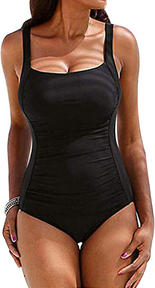 SEDEX One Piece Swimsuits for Women Sexy Plus Size Bathing Girls Black Red Suits V Neck Tummy Control High Waisted Swimwear