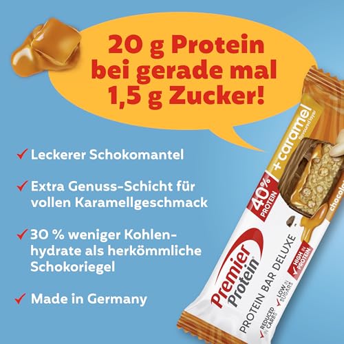 Premier Protein - Protein Bar Deluxe 40% - Chocolate Peanut Butter - 12x50g - Low sugar - Low Carb - palmölfrei