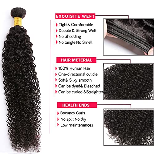 Huarisi 1 Bundle Kinky Curly Bundles 28 Inch Long Curly Weave Human Hair 8a Unprocessed Brazilian Virgin Hair Extensions 100g Sew in for Black Women - Image 3