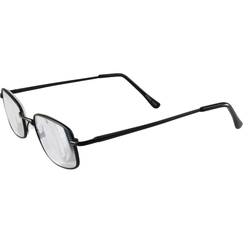 Men's High-Powered Reading Glasses: Matte Black Frame and Black Case +4.00 Magnification Clear Aspheric Lenses