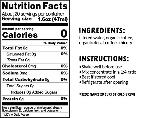 Explorer Cold Brew Coffee Low Caffeine Concentrate | 32 Fl Oz I Organic Gluten Free Instant Liquid Mix | Iced Or Hot | 1:4 Super Concentrated | Lowcaf (50 Mg/Oz) #TOP7