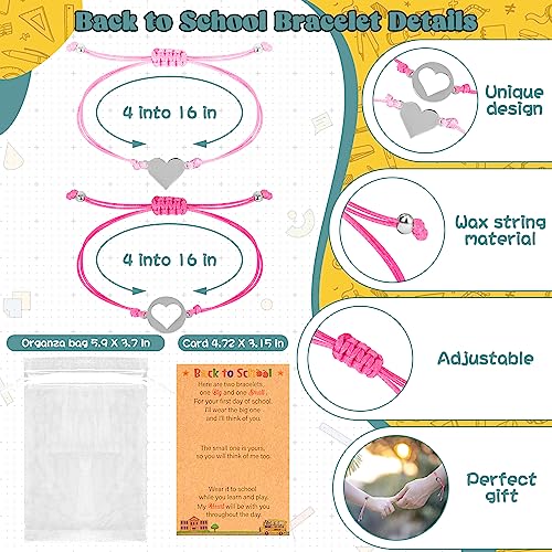 Back to School Supplies, Back to School Bracelet Mommy and Me, Prek Matching Wish Bracelets Set, Adjustable Bracelet for Boys Girls Gifts Stuff Bulk2