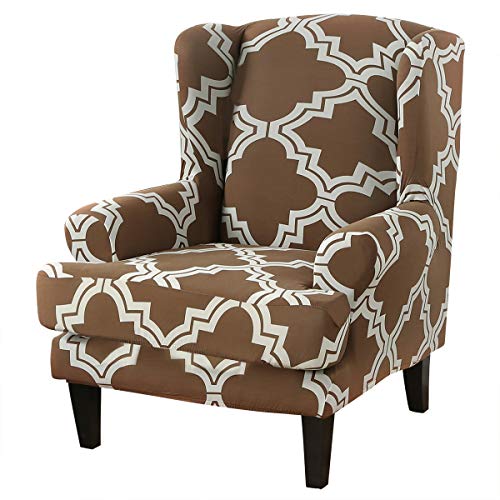 TOPCHANCES Wingback Chair Slipcover,2 Piece Stretch Slipcovers with Cushion Cover for Wingback Chairs,Wingback Chair Covers Sofa Cover for Living Room