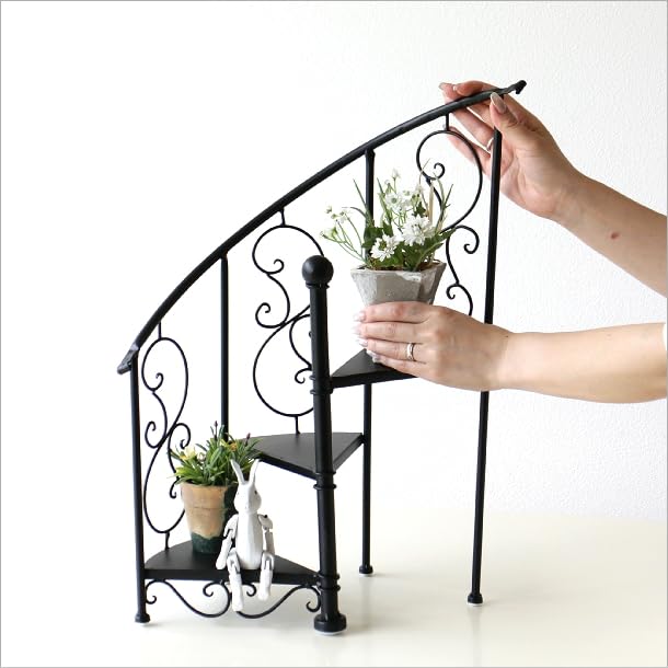 Amazon.co.jp: 花台 室内 玄関先 おしゃれ アンティーク 螺旋 階段 3段