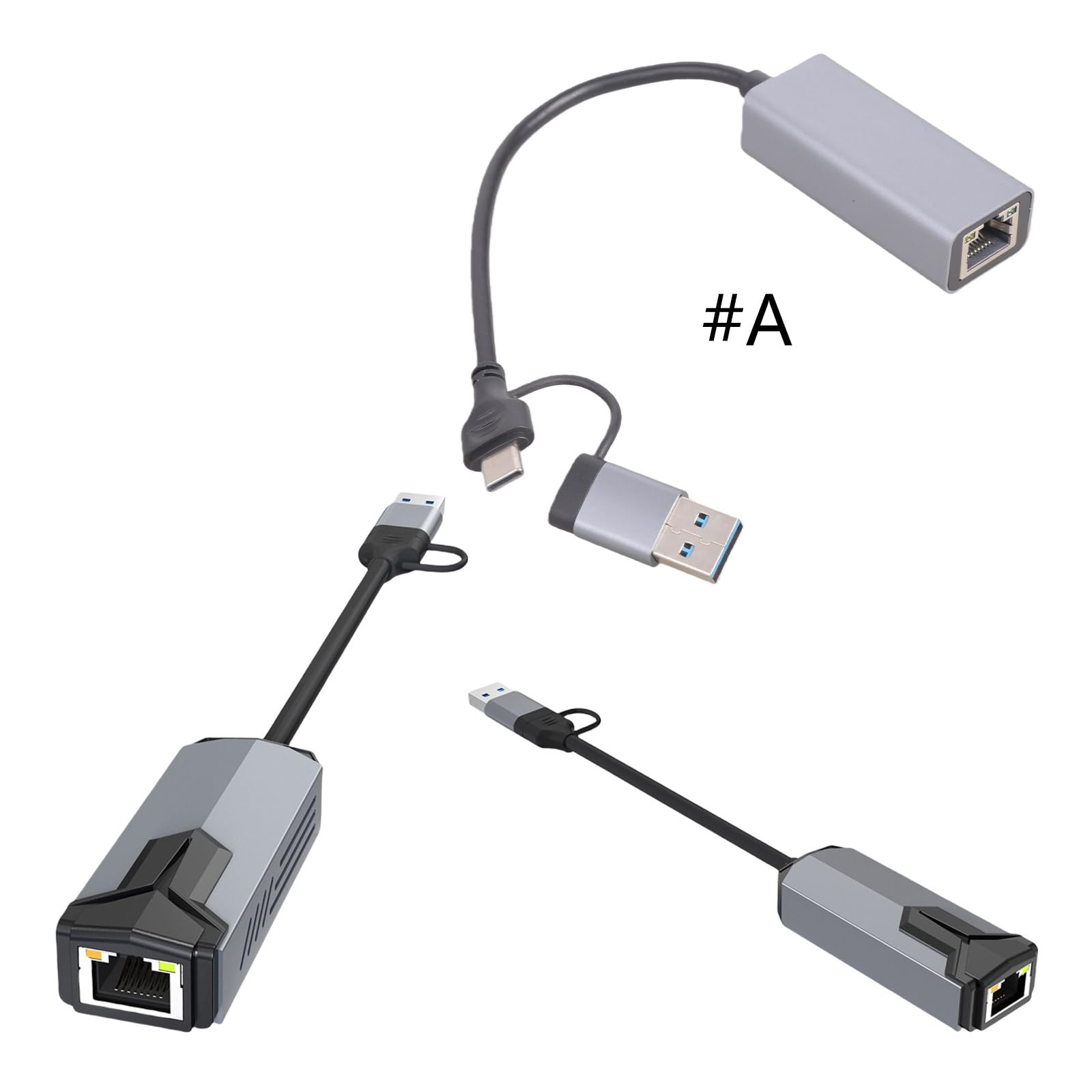 Adaptateurs USB de type C vers RJ45 Ethernet 5/2,5/1 Gbit/s, convertisseurs réseau à vitesse rapide, design en alliage, compatibilité avec plusieurs appareils