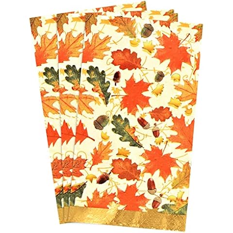 Holumme 100 Thanksgiving Napkins Disposable Fall Paper Napkins 3-Ply Guest Towels Thanksgiving Paper Napkins with Maple Leaves for Autumn Harvest Dinner Party Cover